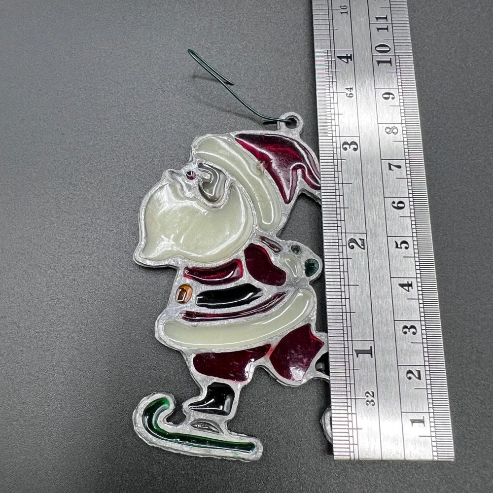 Vintage Kurt Adler Ice Skating Suncatcher Christmas Ornament Stained Glass look